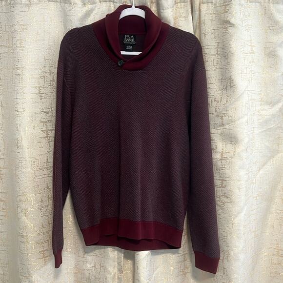 Jos A Bank Red Executive Collection Shawl Collar Men's Sweater Size Large Casual - Picture 1 of 6